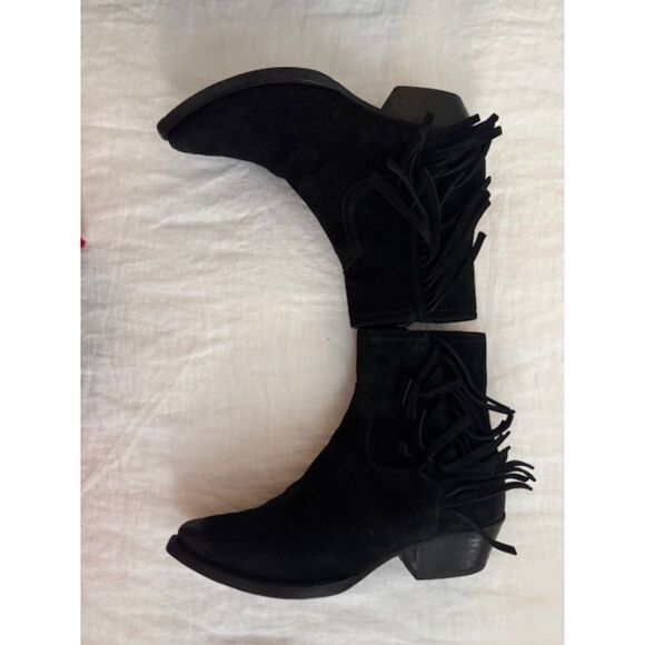 Saint Laurent YSL Lucas Women's Fringe Western Ankle Boots, Black, 36/6 - Picture 4 of 9